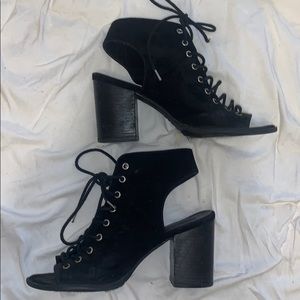 Black lace up heels - worn - super comfy